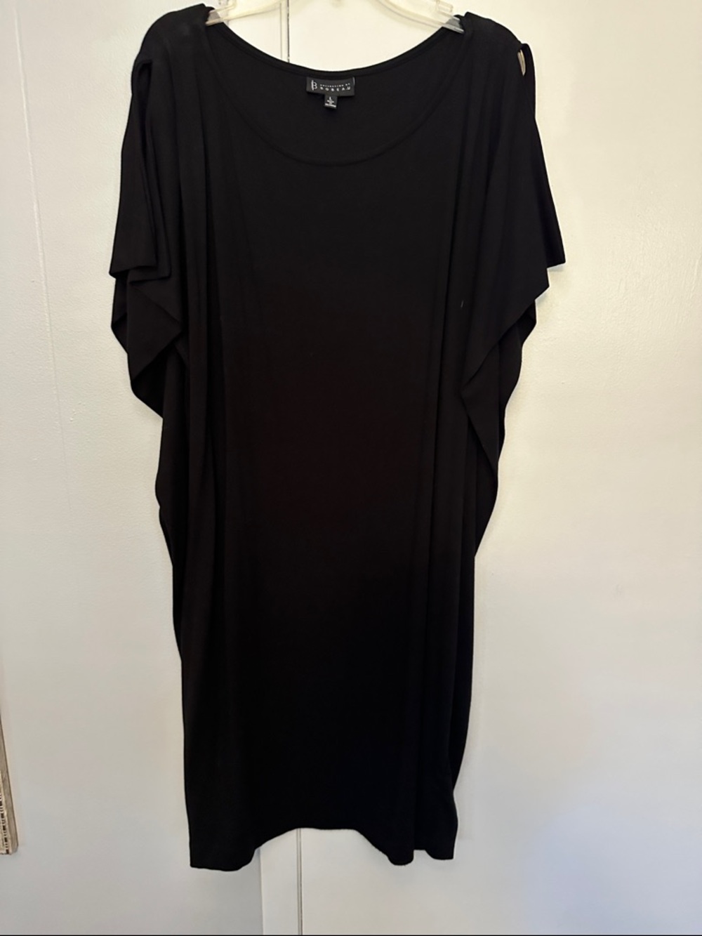 bobeau Black Draped Dolman Midi Dress